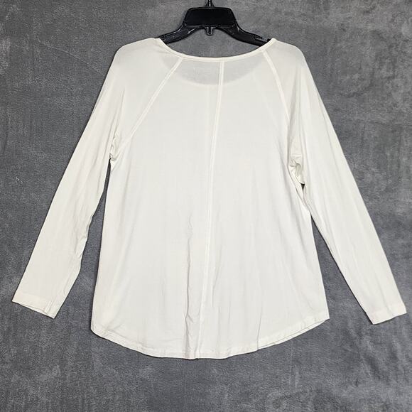 Soft Surroundings Long Sleeve Tee Shirt Soft Cozy Medium Ivory/White - Picture 3 of 5